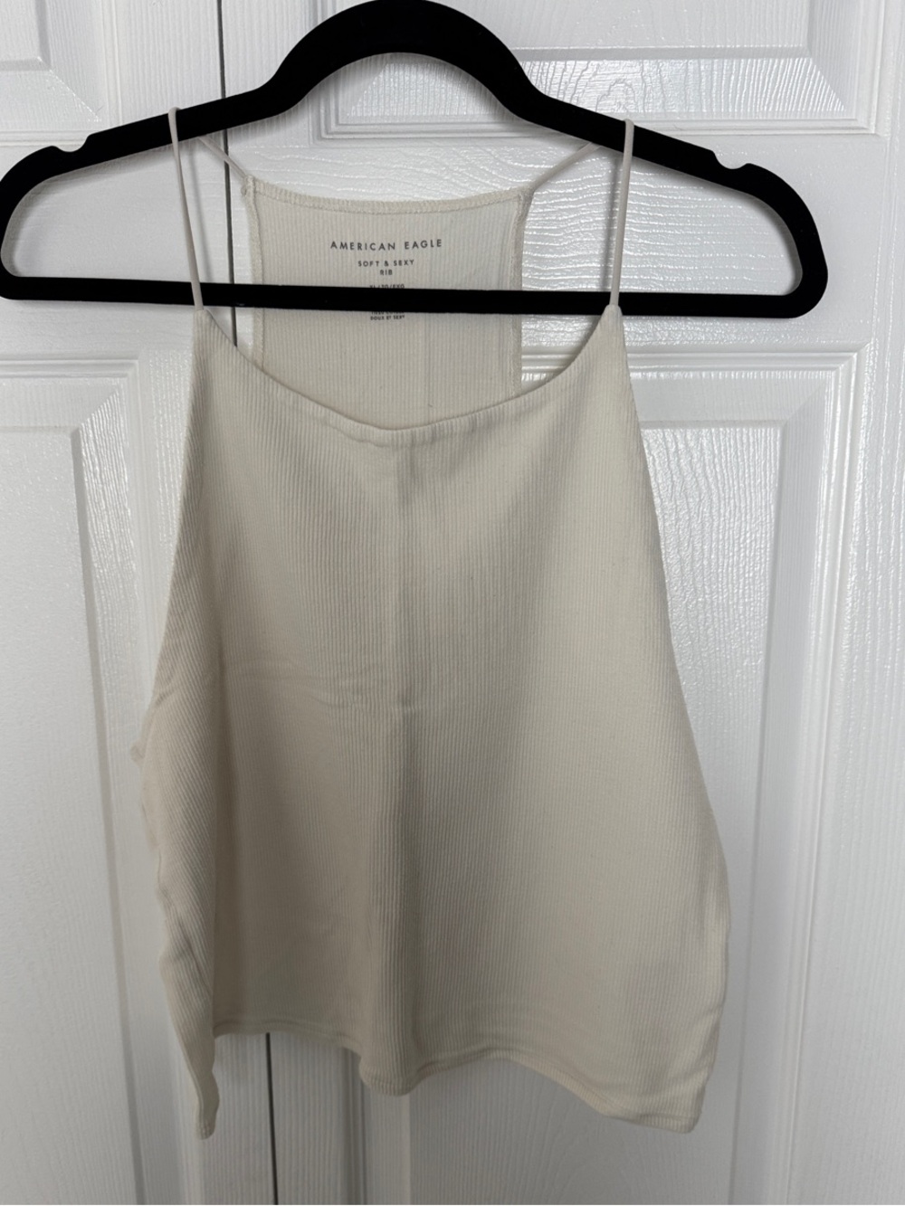 American Eagle Outfitters Cream Ribbed Cami Tank Top